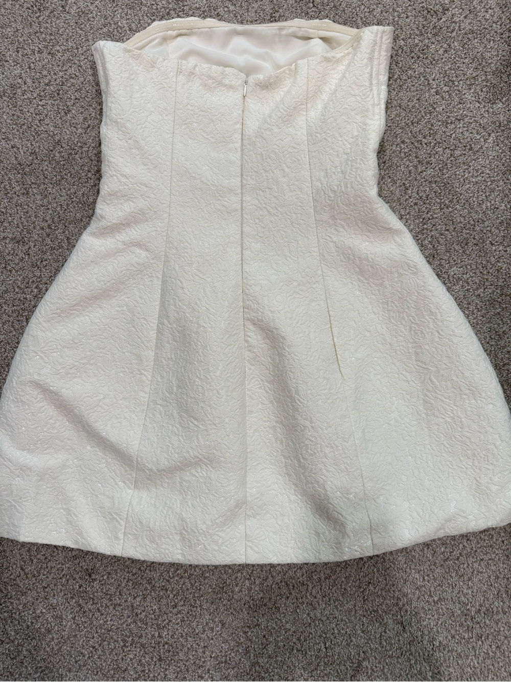 Strapless Textured Ivory Party Dress